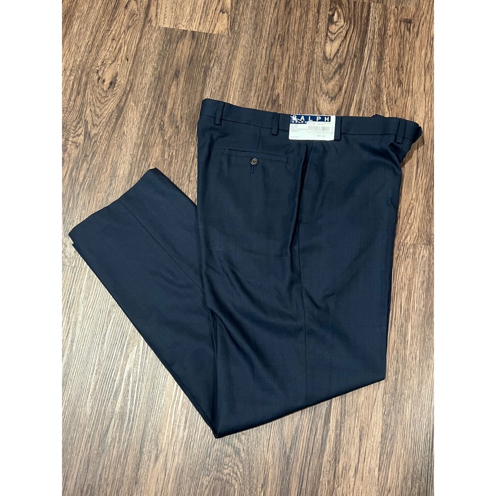 Ralph Lauren Mens Navy Pinstripe Dress Pants 38W x 32L Washable EVANPUUXD312